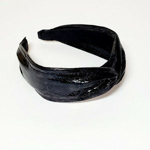 Snakeskin Faux Leather Knotted Black Women's Headb